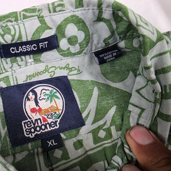 Reyn Spooner Classic Fit Mens XL Green Floral Button Shirt Casual Aloha Comfort - Picture 5 of 9